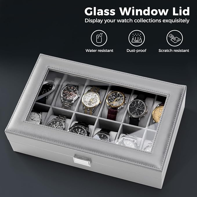 ProCase Watch Box Organizer, 12 Slot Watch Display Case - Image 3