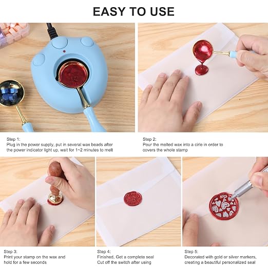 Frame Wax Seal Stamp, 3D Embossed Relief Carving Head and Wood Handle - Image 7