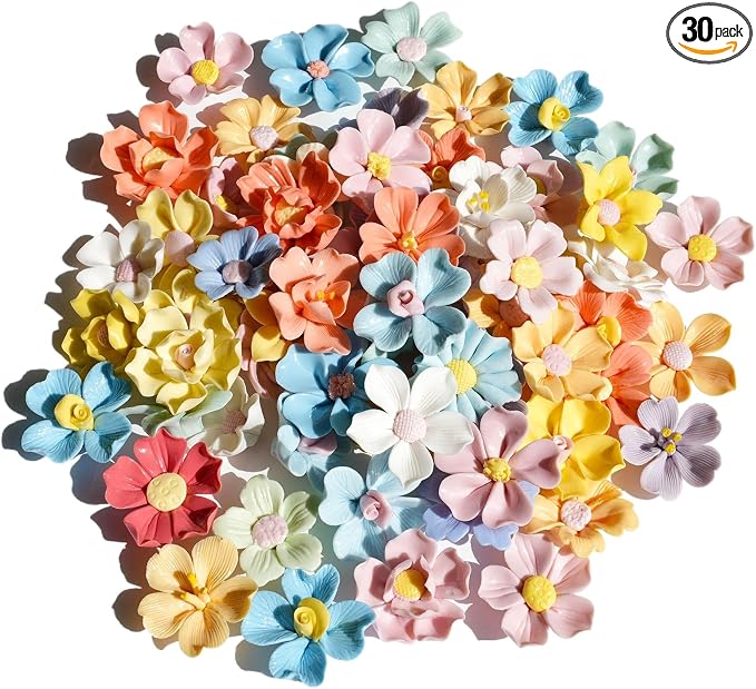 Lanyani 30 Pieces 3D Ceramic Flower Mosaic Tiles by LanyaniArtGlassMosaics