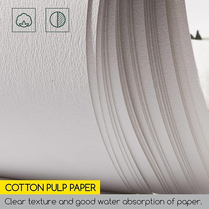 MEEDEN 8.3×12" Cotton Watercolor Paper Block, Smooth Surface Watercolor Paper - Image 4