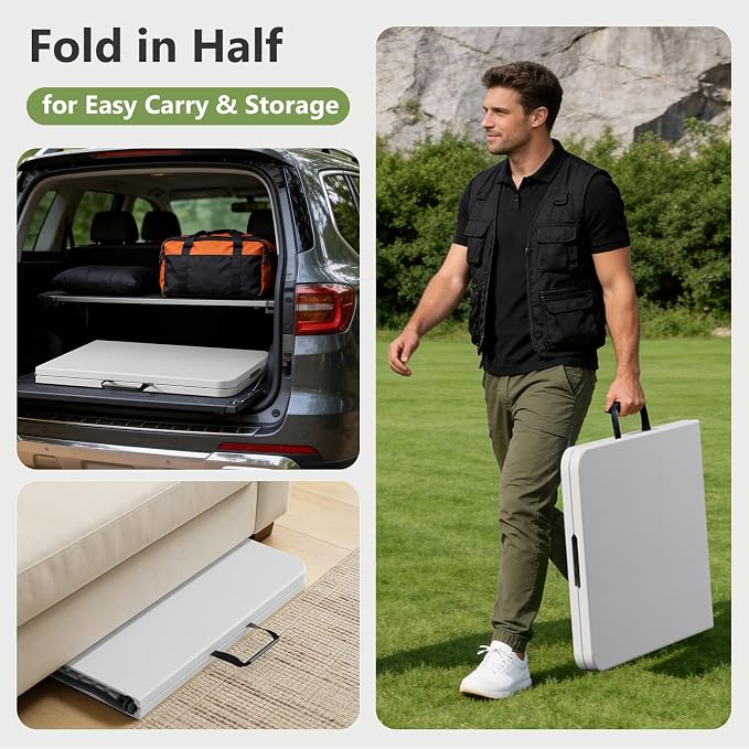 Folding Table, 6 FT Foldable Plastic Table - Image 7