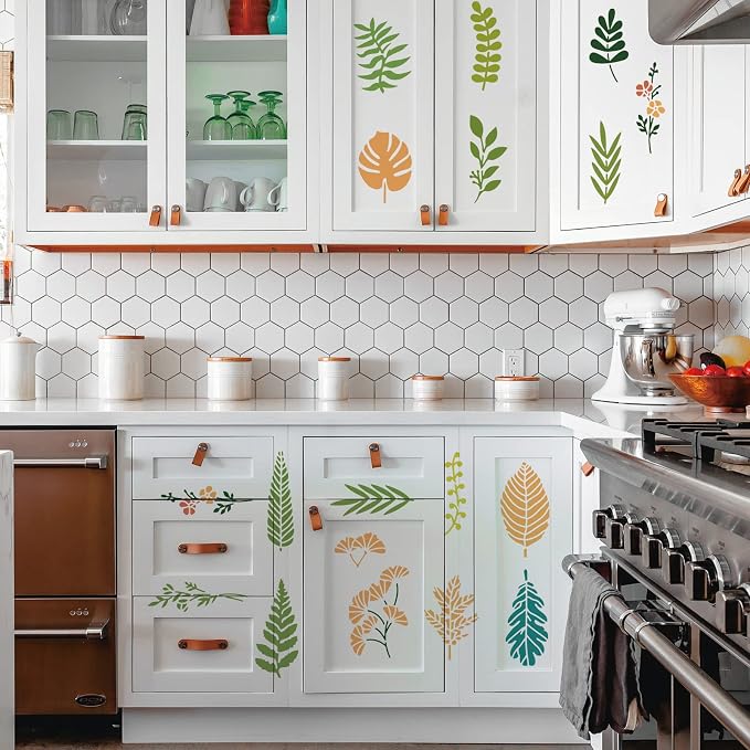 INFUNLY 12PCS Leaf Wall Stencils Reusable Plant Pattern Stencils Painting - Image 6