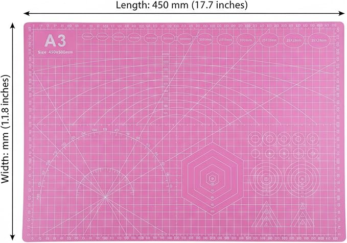 Cutting Mat A3 Pink, Self Healing Cutting Mat 12x18 Inch, 5-Ply Rotary Cutting - Image 4