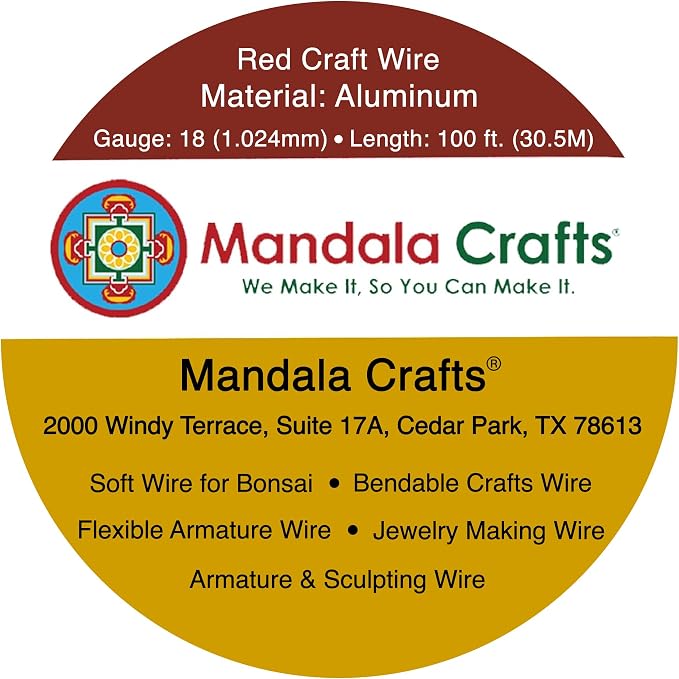 Mandala Crafts 18 Gauge Red Anodized Aluminum Craft Wire, 100 FT | Colored - Image 3
