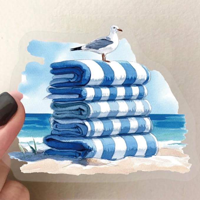 50 Pcs Clear Transparent Ocean Beach Trip Stickers - Image 3