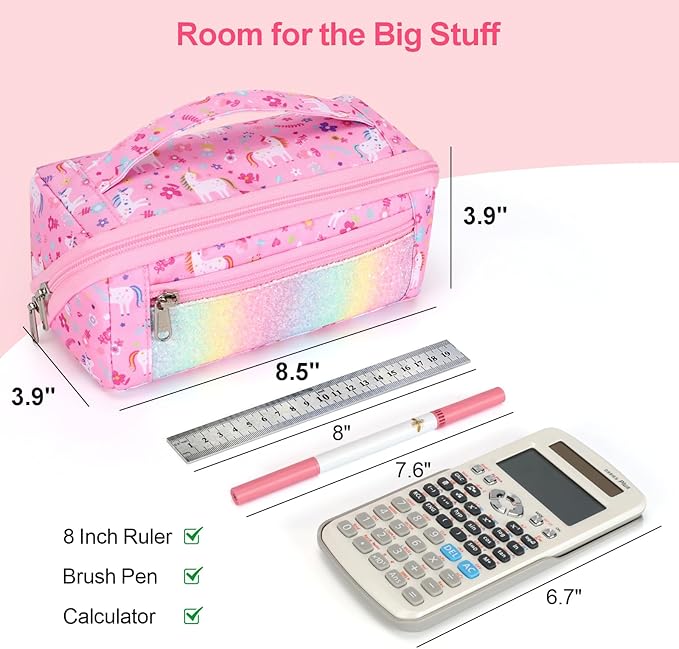 Large Pencil Case for Girls, Aesthetic Pencil Pouch for School, Wide Opening - Image 3