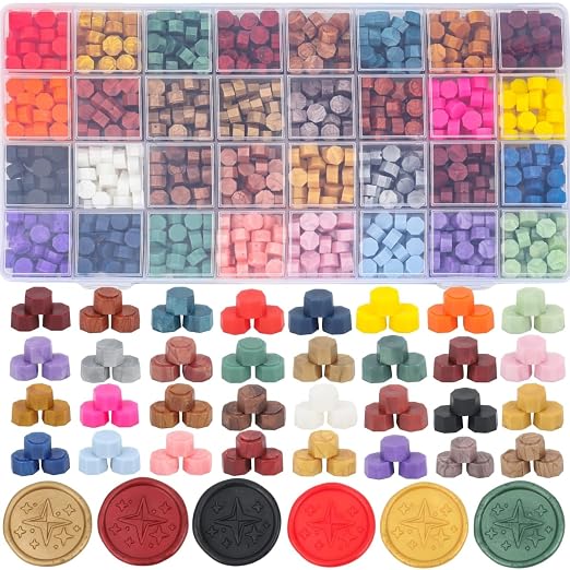 Metallic Assorted Wax Seal Beads, 832 Pieces Octagon Sealing Wax Pellets in 32 by ONWINPOR