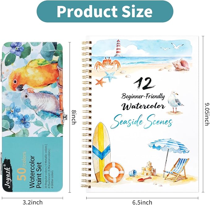 Watercolor Workbook Seaside, Water Coloring Book, 12 Different Patterns of - Image 2