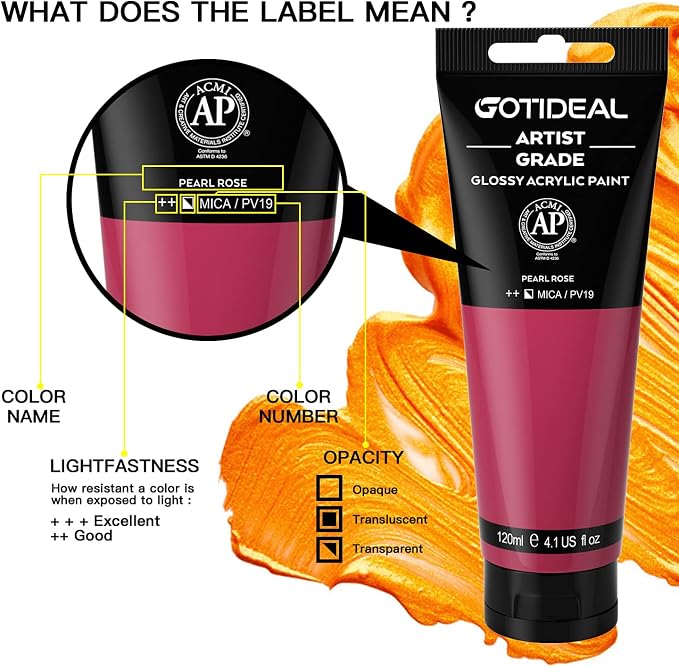 GOTIDEAL Metallic Acrylic Paint Pearl Rose Red Tubes Non Toxic Non Fading - Image 2