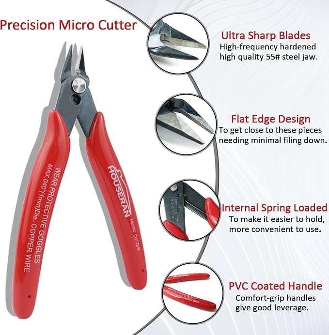 170 Wire Cutters, 10 PACK, 5 Inch Micro Flush Cutter, Small Wire Cutters Spring - Image 3