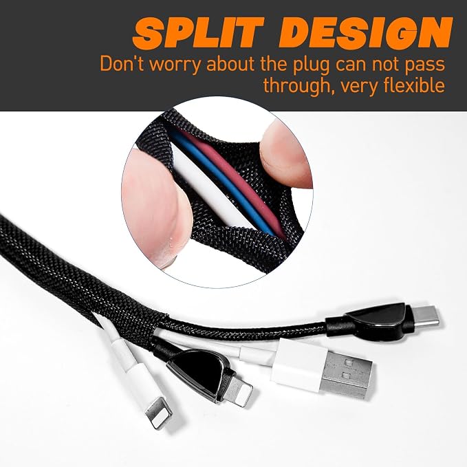 Split Braided Sleeve Cable Management Wire Loom Cord Covers - Image 6
