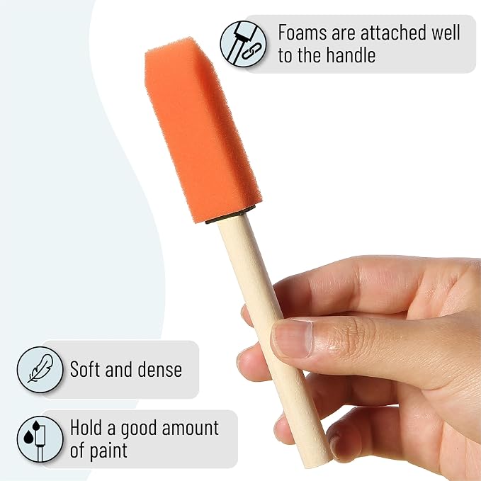 Bates- Foam Paint Brushes with Wood Handle, 1 Inch, 26 Pack, Sponge Brushes - Image 5