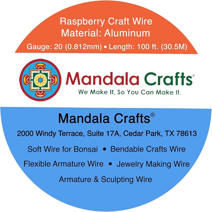 Mandala Crafts 20 Gauge Raspberry Anodized Aluminum Craft Wire, 100 FT | Colored - Image 3