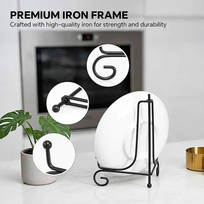 Artliving Plate Stands for Display, 10 Inch Black Iron Easel Plate Display - Image 8
