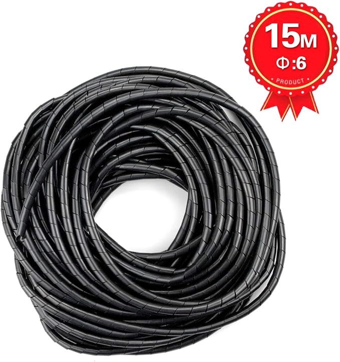 50Ft XHF 1/4" Spiral Cable Wrap 6mm Spiral Wire Wrap Cord - Image 6