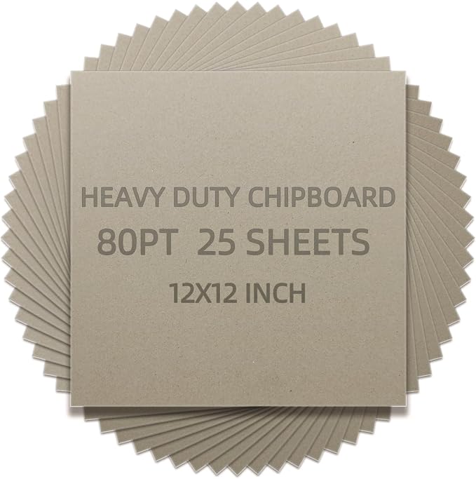 25 PC 12 x 12 Inch Sqaure Book Boards 80PT Binders Chipboard by Gocreate