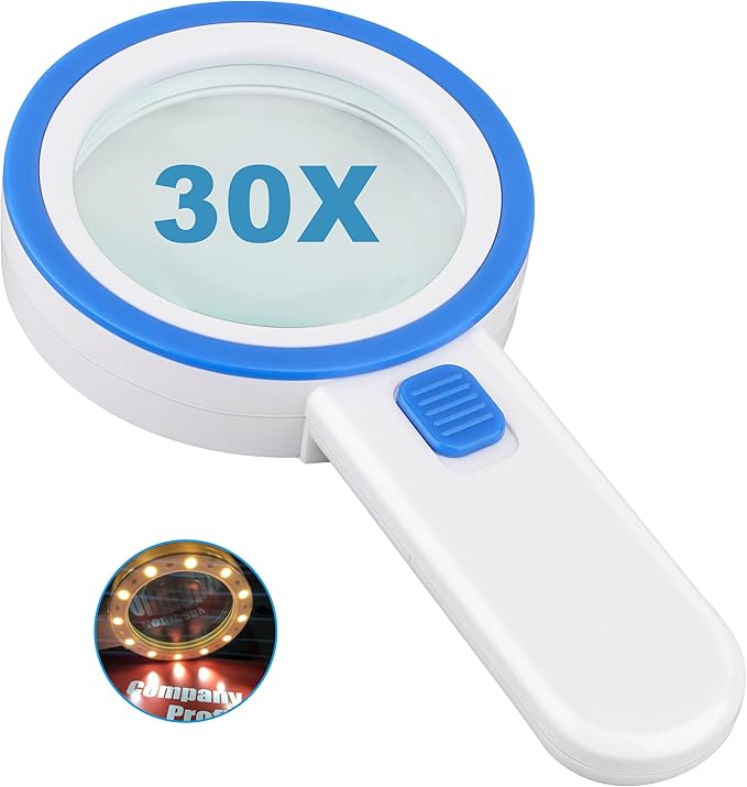 Magnifying Glass with 12 LED Lights, Double Glass Lens Handheld Illuminated by Unknown