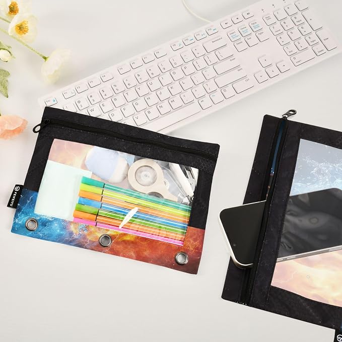 Custom American Football Fire Water Pencil Pouch - Image 5