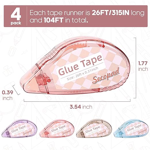 Secopad Scrapbook Tape, 4 Pack Double Sided Tape Roller - Image 5