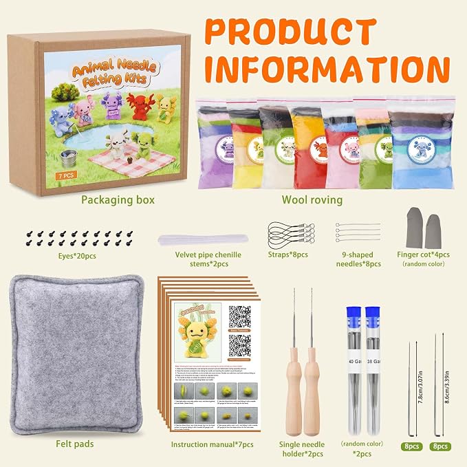 Yizzvb Needle Felting Kit, Felt Animal Kit, Wool Felting Tools Including Wool - Image 3