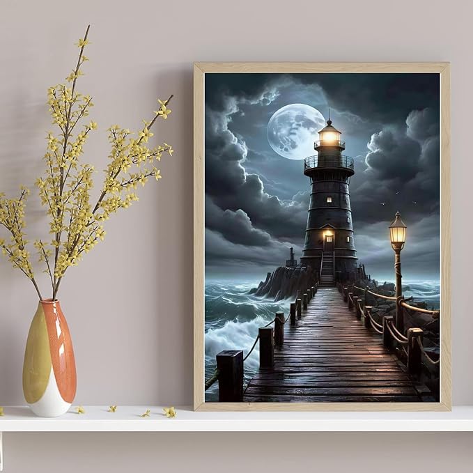 WUDWL Diamond Art Kits for Adults Beginner, Lighthouse DIY Beach Painting - Image 8