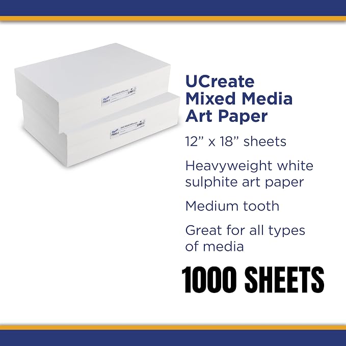 UCREATE Mixed Media Paper, Heavyweight, 500 Sheets/Pack, 2 Packs | Sulphite Art - Image 2