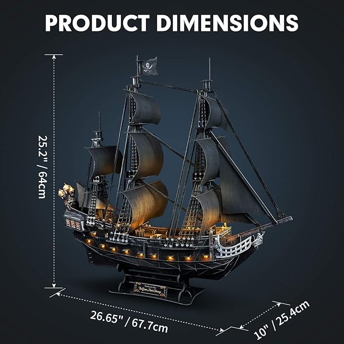 CubicFun 3D Puzzles Queen Anne's Revenge Pirate Ship Puzzle Kit, 340 Pieces - Image 6