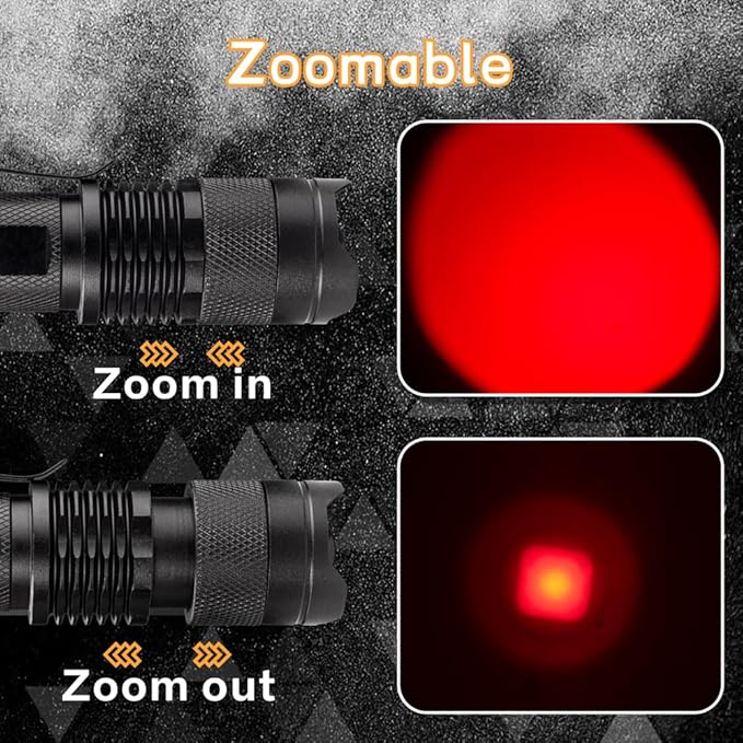 High Power 1 Mode Red LED Flashlight, Single Mode Red Flashlight, Night - Image 5