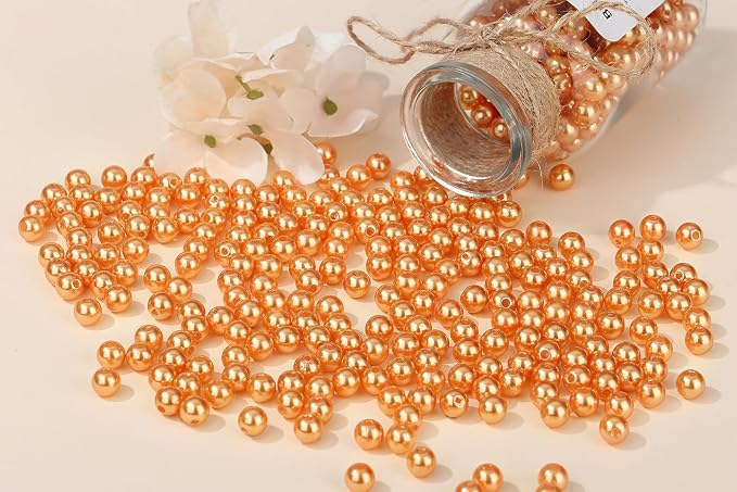 DUQGUHO Orange Pearl Beads for Crafts 6mm Plastic Pearl Beads - Image 3