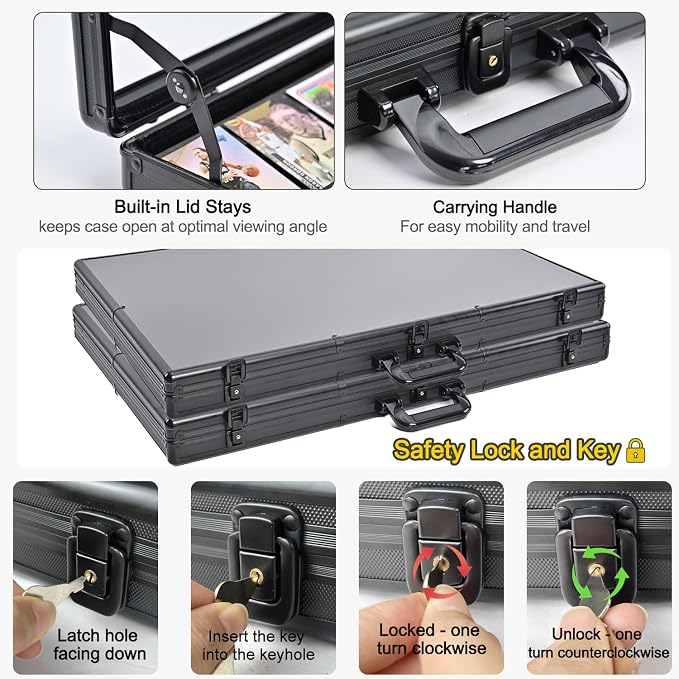 2 Pcs Trade Show Display Case – 34"x22" Large Aluminum Locking Tabletop Showcase - Image 5