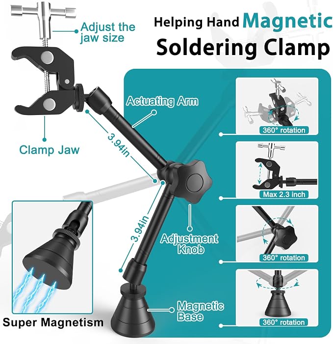 Helping Hands Soldering Station, 12X Magnifying Glass - Image 3