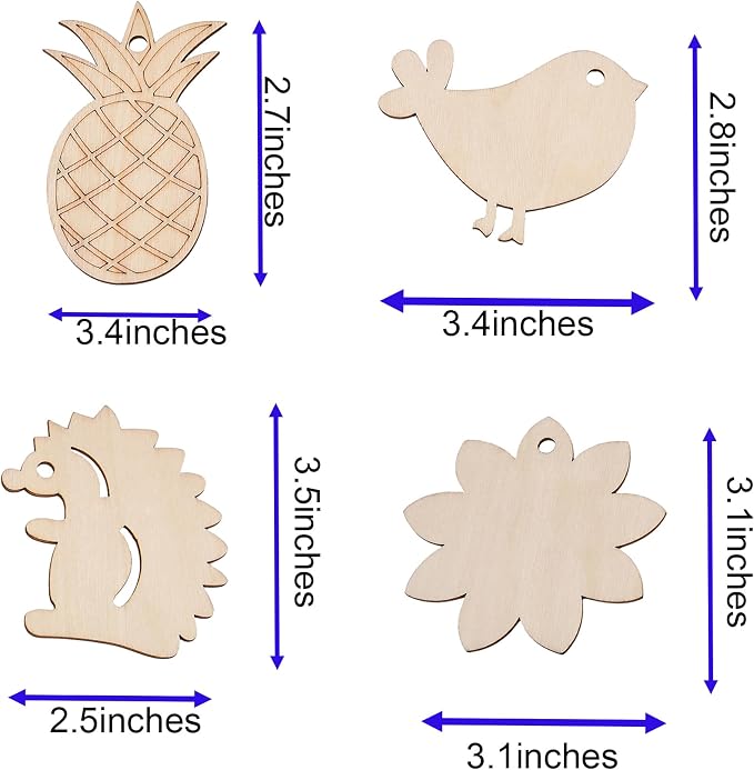 70PCS Pastoral Unfinished Blank Wooden Cutouts Craft - Image 3