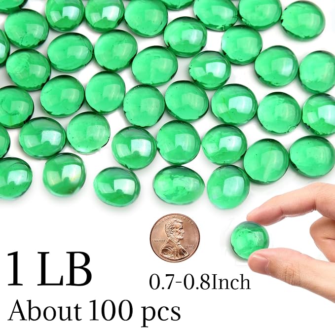 5lb Green Glass Marbles for Vase, Decorative Pebbles for Vase Fillers, Fish Tank - Image 2