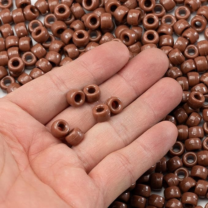 Gxueshan 1000 Pcs Acrylic Brownish Red Pony Beads Friendship Beads 6x9mm Bulk - Image 3