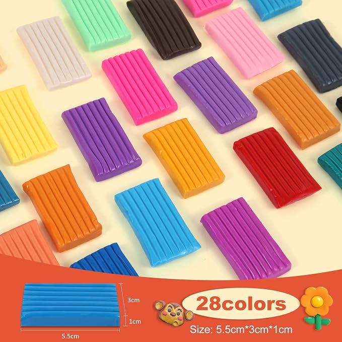 CiaraQ 28-Color Polymer Clay Oven Bake Modeling Kit | 5 sculpting tools - Image 3