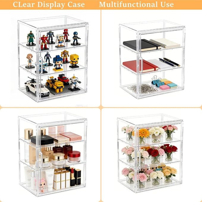 Attelite Acrylic Display Case for Collectibles Adjustable 3-Tiers，2Pack | Clear - Image 6