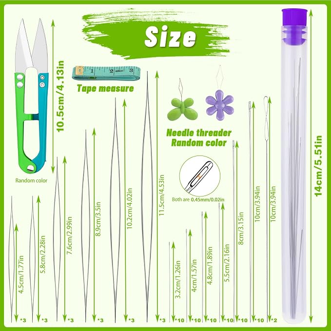86 Pcs Beading Needle Set, 6 Sizes Big Eye Beading Needles - Image 2