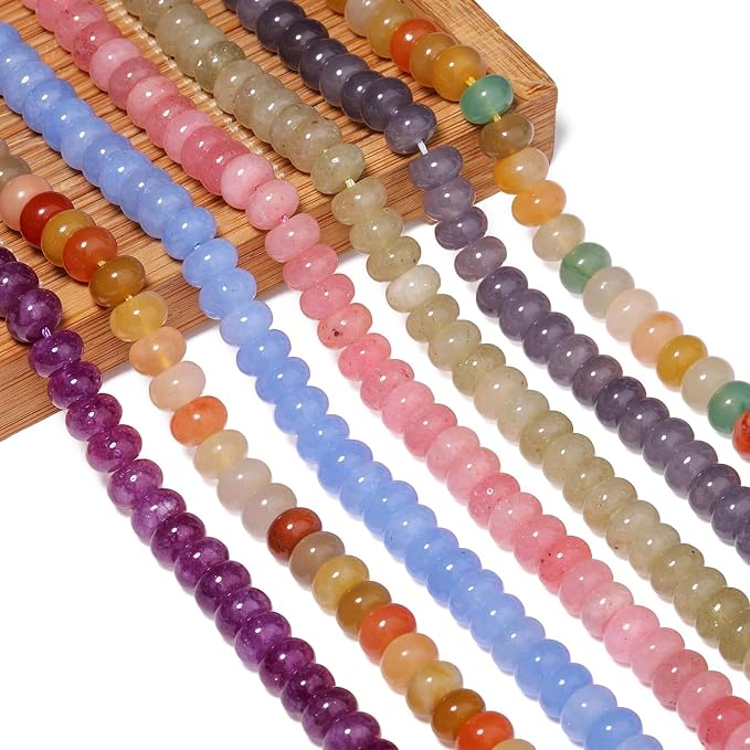 Songxi 5x8mm Natural Light Pink Colored Jade Stone Rondelle Beads, Gemstone - Image 8