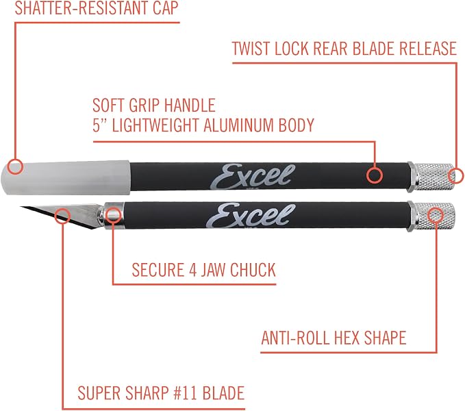 Excel Blades K18 2-Pack Soft Grip Craft Knives, #11 Blades - Image 2