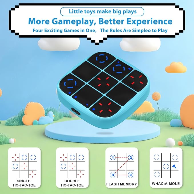 KOQQQ Rechargeable Tic-Tac-Toe Bolt Game, Upgraded 4-in-1 Handheld Puzzle - Image 2