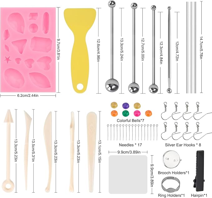 CiaraQ 60-Color Polymer Clay Oven Bake Modeling Kit | 12 sculpting tools - Image 4