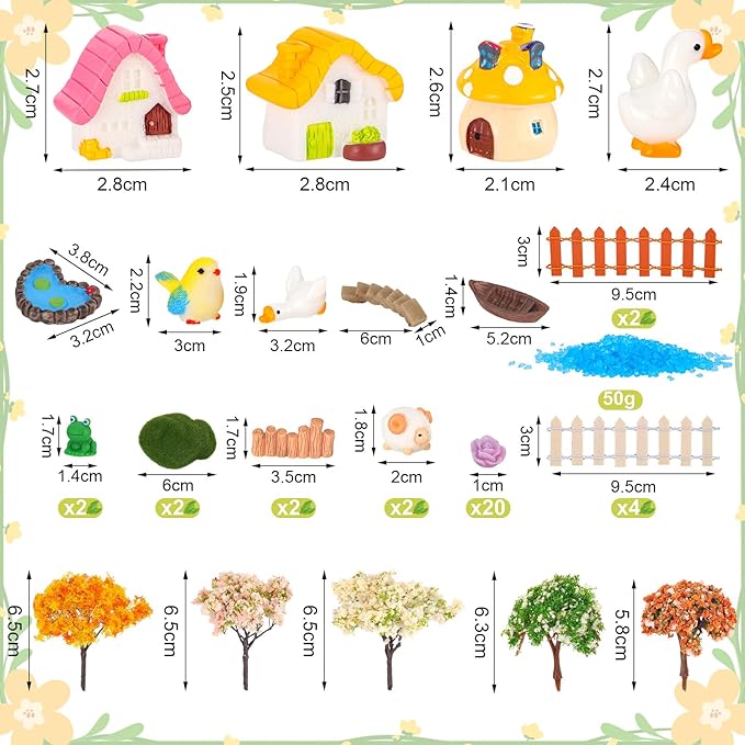 118 PCS Mini Fairy Garden Accessories Kit Miniature Garden Decorations Set Tiny - Image 3