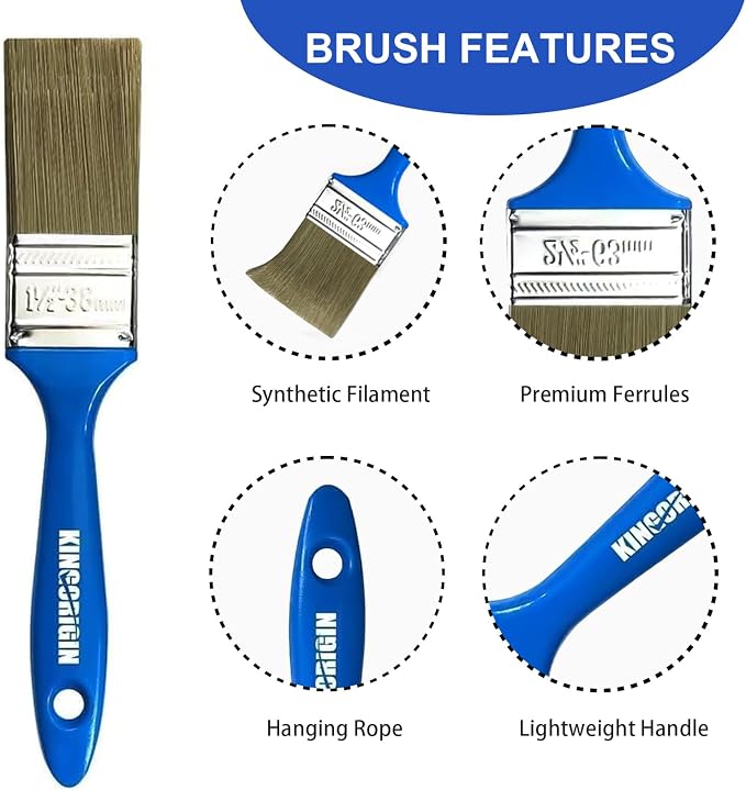 King Origin 1.5 Inch Paint Brush Set, Professional DIY Painting & Touch-Ups - Image 3