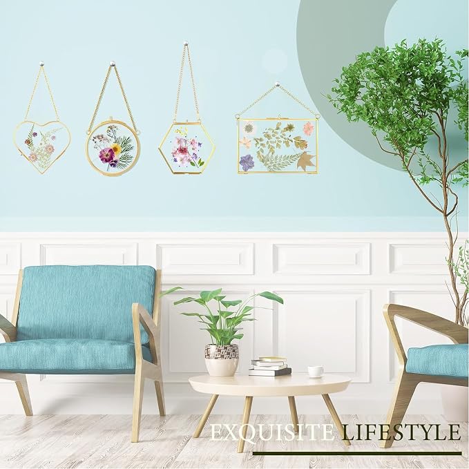Pressed Flower Frames, Wall Hanging Double Glass Picture Frames - Image 3