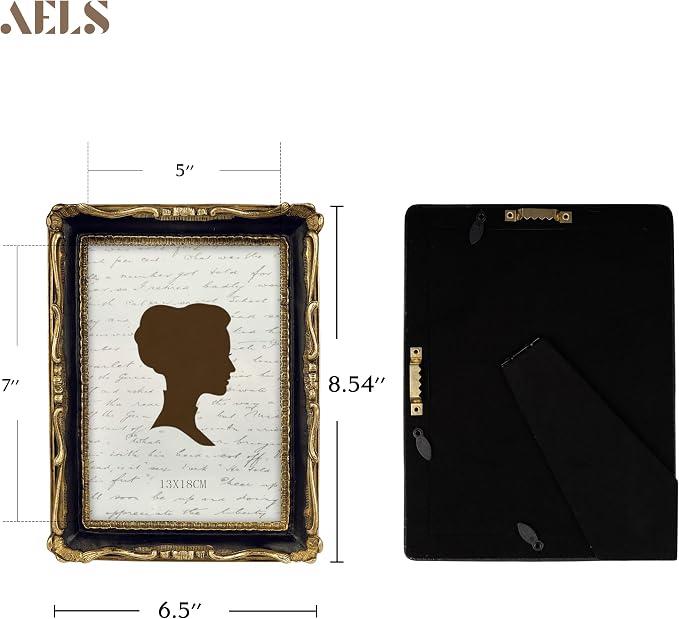 AELS 5x7 Inch Vintage Picture Frame, Elegant Antique Photo Frames - Image 2