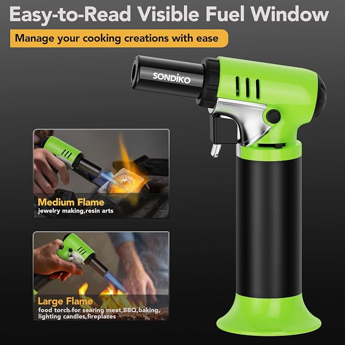Sondiko Butane Torch with Fuel Gauge, Refillable Soldering Torch Lighter with - Image 2