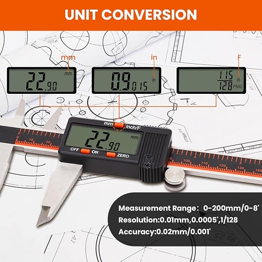 HARDELL 8 Inch Digital Calipers Stainless Steel Measuring Tool - Image 2