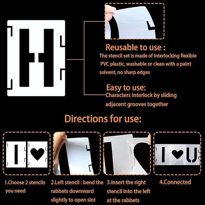 YEAJON 4 Inch Letter Stencils Symbol Numbers Craft Stencils, Chalkboard - Image 4