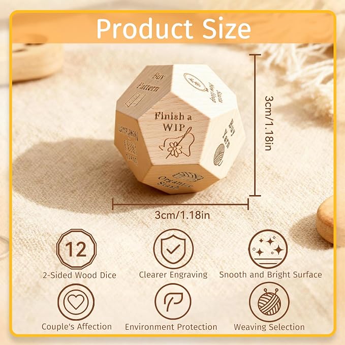 Quilter's Dice, Handmade Wooden Quilting Decision Dice - Image 2