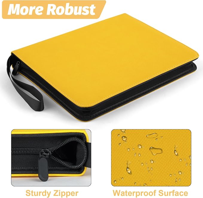 GERMUN 3 Ring 9 Pocket Zipper Card Binder, 720 Double Sided Standard PU Trading - Image 6